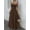 Brown, variant on Women's Polka Dot Print Waist Cinched Bandeau Casual Sun Dress Brown Maxi Dress
