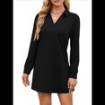 thumbnail image 1 of Vestido de Otoño 2025 para Mujer, Estilo Suéter Deportivo Informal, Holgado, de Larga y Cuello en V, de Color Liso. Negro L, 1 of 7