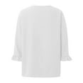 thumbnail image 4 of Womens Plus Size Tops 3/4 Ruffle Sleeve Shirt Casual V Neck Pleated T Shirt Loose Fit Tunic Blouse Women Ruffle Shirt plus Size Party Tops Women's 4x plus Size Tops Long Lace Tops for Women Hot Tops, 4 of 4