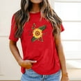 thumbnail image 2 of USSUMA Juniors Basic Cute Graphic Womens Tops Summer Loose Fit Sunflower Print Summer Top and Blouses Trendy Short Sleeve Shirts T-Shirt for Women Dressy Round Neck Tunic Plus, 2 of 7