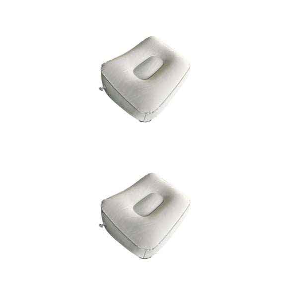 Injueey Almohada inflable para reposapiés, flocado, avión, coche, viaje, oficina, pierna arriba, relajante, reposapiés plegable debajo del Gris 2Conjunto