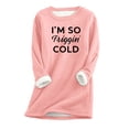 thumbnail image 2 of EQWLJWE Oui J'ai Froid Chandails pour Femmes Manches Longues Molleton Sherpa Chandails d'Hiver Col Rond Décontracté Chaud Mignon Hauts Longs J'ai Si Froid Chandail, 2 of 5
