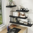 thumbnail image 6 of Black Floating Shelves 24 Inch Long, 9.3 Inch Deep Floating Shelves for Wall, Rustic Solid Wood Shelves, Deep Wall Shelves for Living Room, Bedroom, Kitchen, 24"W x 9.3"D x 1.6"H, Set of 2, 6 of 7