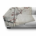 thumbnail image 3 of Nature Soft Flannel Fleece Throw Blanket, Flowers Buds and Birds with Cherry Branches Style Artwork Painting Effect, Cozy Plush for Indoor and Outdoor Use, 50" x 70", Pale Maroon Black, by Ambesonne, 3 of 6