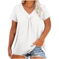 thumbnail image 2 of Favoffer Womens Plus Size Blouses V Neck Short Sleeve Ruffle Solid Color Casual Tops Soft Shirts for Office Dating Weekend Outdoor, 2 of 5