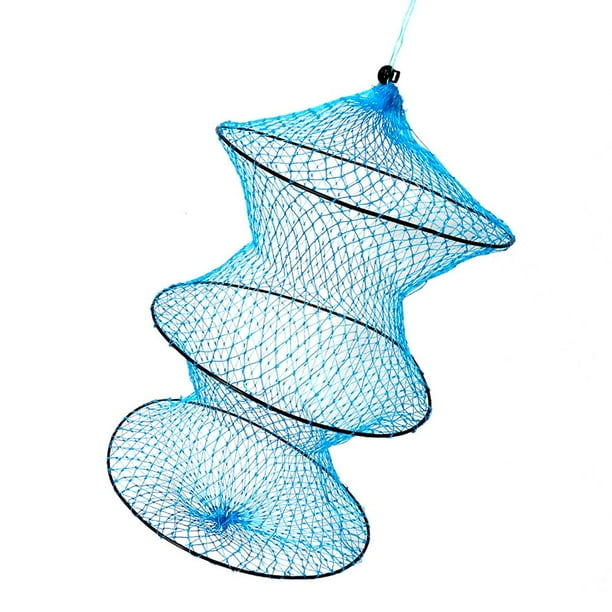 Malla de red de pesca plegable de 3 capas, redes de protección, jaula de trampa de pesca de nailon portátil JShteea Para Estrenar