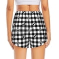 thumbnail image 3 of Picia Black Tartan Plaid Pattern Women's 2 in 1 Athletic Running Shorts High Waisted Workout Casual Gym Sweat Shorts with Comfy Liner Zipper Pockets-Medium, 3 of 9