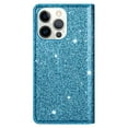 thumbnail image 4 of SaniMore Magnetic Flip Wallet Case for iPhone 14 Pro Max 6.7", PU Leather Ultra-Thin Glitter Cover Buil-in Card Slot & Kickstand Shockproof Protective Shell for iPhone 14 Pro Max, Skyblue, 4 of 8