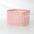 thumbnail image 3 of CAROOTU Storage Box Storage Basket Pink Lattice Storage Basket Sundries Sorting Basket Portable and Easy to, 3 of 7