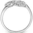 thumbnail image 2 of Sterling Silver Rhodium Plated Diamond Double Heart Ring (Size 7) Made In India qr5607-7, 2 of 5