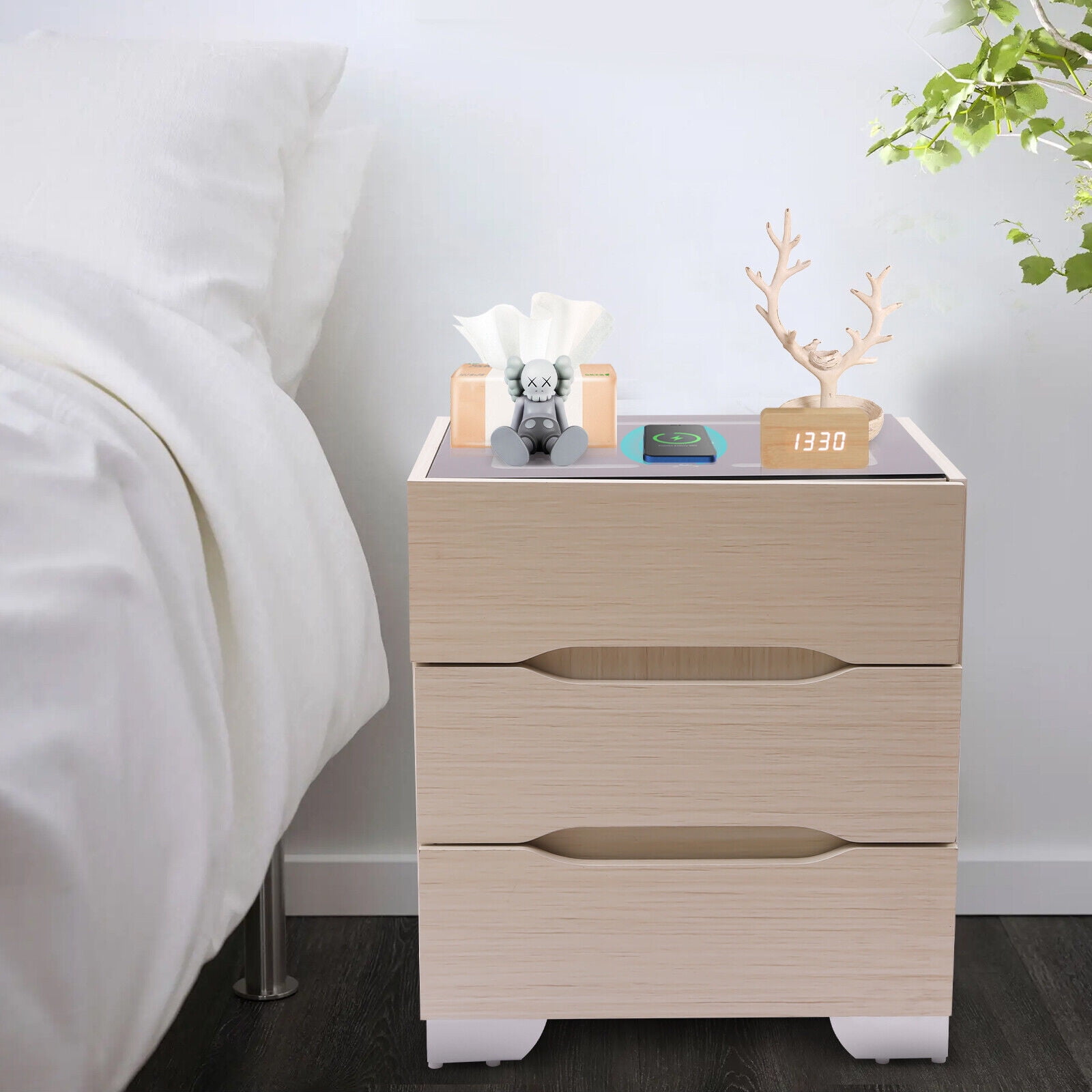 Nightstand With Led Light Hotel Nightstands Luxury Smart Bedside Table