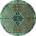 thumbnail image 1 of Ahgly Company Indoor Round Persian Turquoise Blue Traditional Area Rugs, 3' Round, 1 of 4
