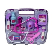 Purple Medical Kit for Pretend Play with Plastic Tools and Carrying Case 14 Pieces