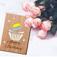 thumbnail image 5 of Happy Birthday Card Real Bamboo Wood Greeting Card with Hollow Cake & Star and Engraved Words Design Handmade Handwritten Card with Envelope, 5 of 6