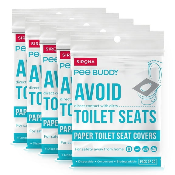 PeeBuddy Flushable Paper Based Disposable Toilet Seat Cover - 20 Seat Covers (Pack of 5)
