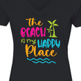 thumbnail image 4 of Inktastic Spring Break the Beach is My Happy Place Women's V-Neck T-Shirt, 4 of 5