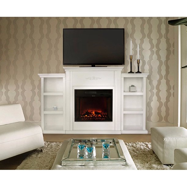 Barton 70" Media TV Stand for Fireplace Bookcases Large Mantel