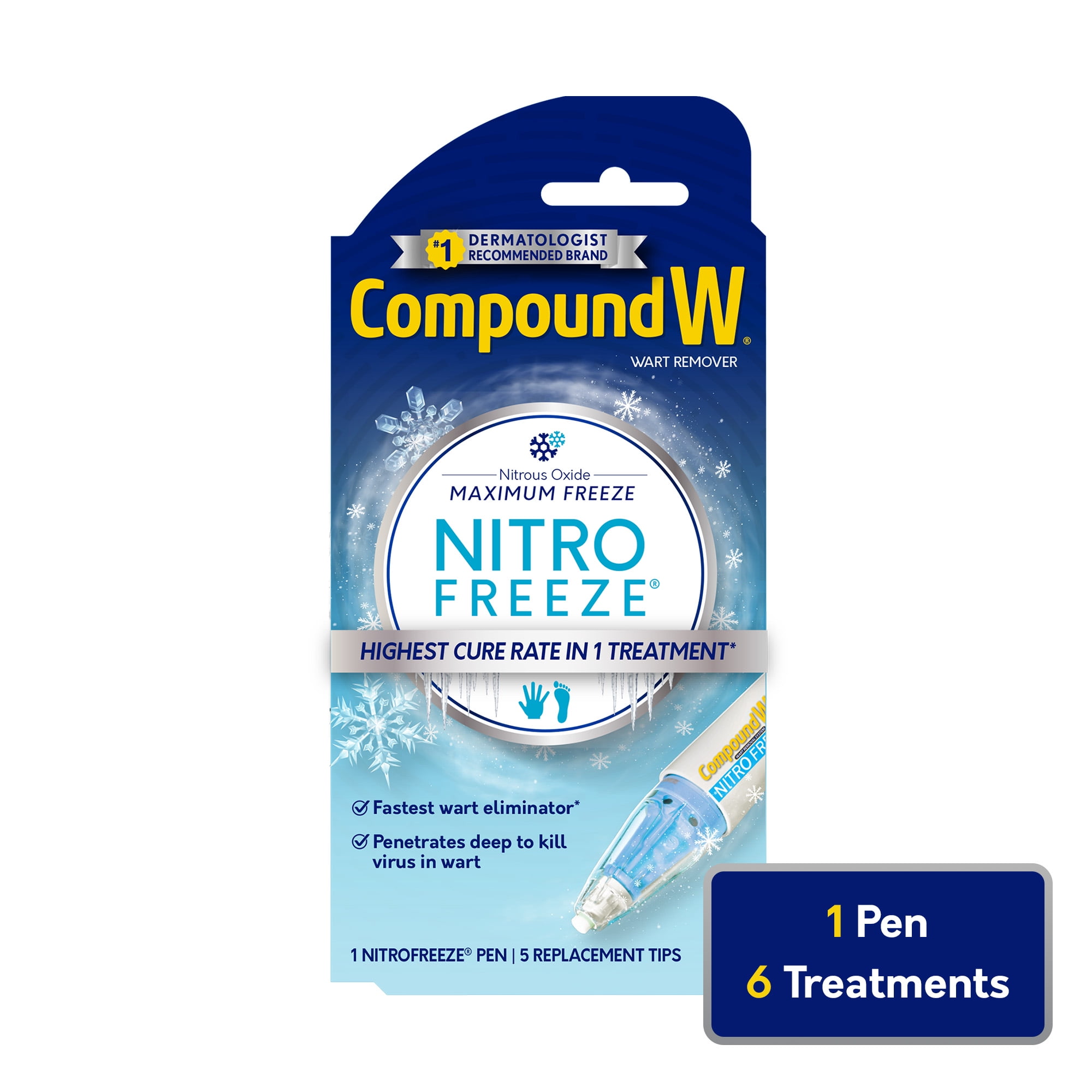 Compound W NitroFreeze Wart Remover, Maximum Freeze, 6 Applications