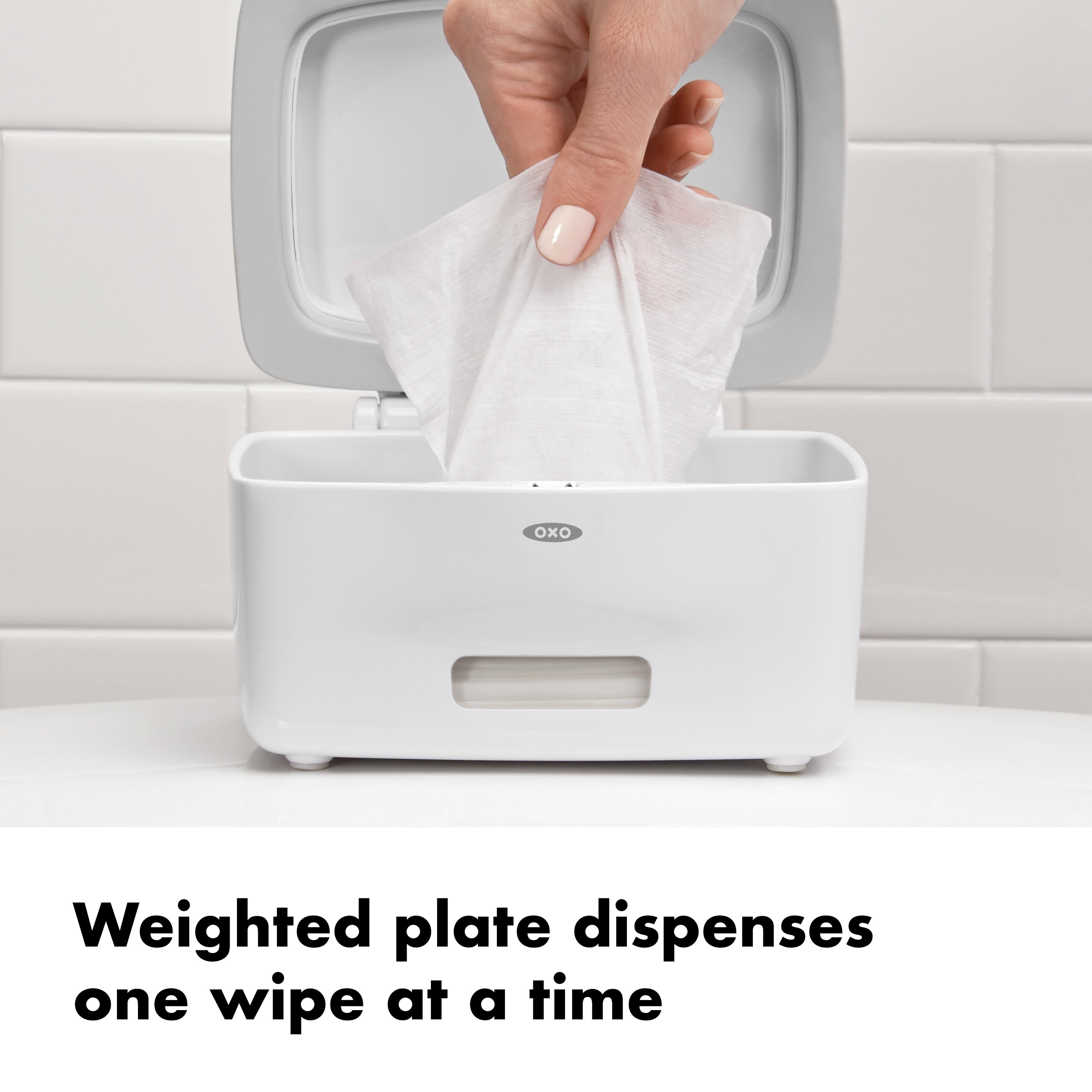 OXO SoftWorks Perfect Pull Flushable Wipes Dispenser, White