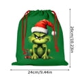 thumbnail image 2 of Bolsas de fiesta de Grinch con estampado de dibujos animados en verde, bolsa de regalo con cordón para vacaciones, bolsa de regalo para dulces, bolsa de refrigerio para niños para vacaciones, bolsa de, 2 of 4