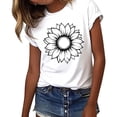 thumbnail image 5 of Otvok Womens Short Sleeve Shirts Sunflower Print Crew Neck Summer Tops Dressy Casual Blouse Soft Graphic Tee Outfits for Ladies, 5 of 6