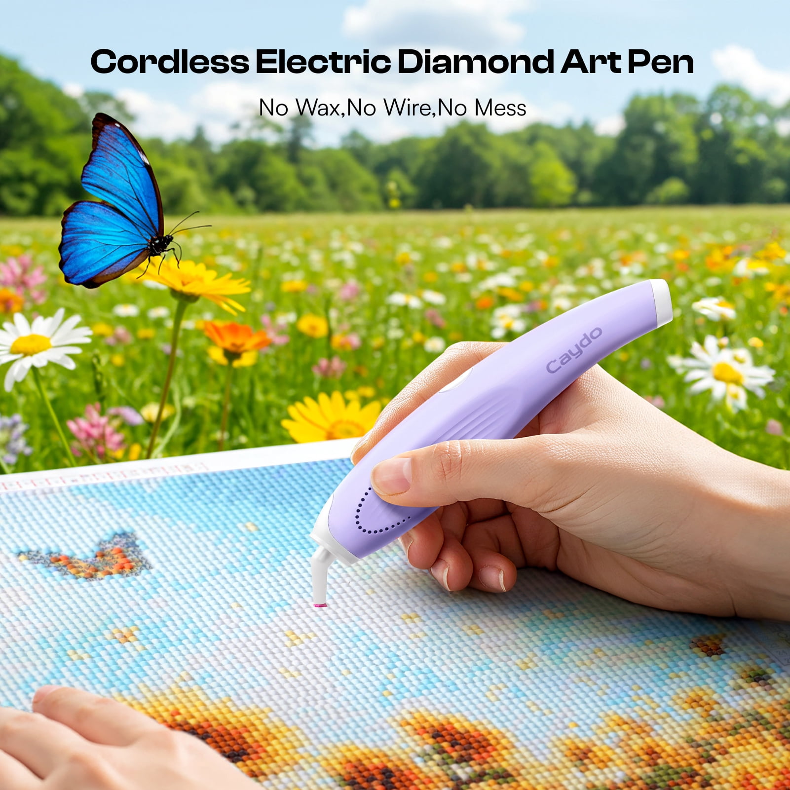 Cordless Electric Diamond Art Painting Pen, E-Painter for Diamond Art - Ergonomic Vacuum Tool with Multi-Tips, Diamond Art Accessories Tools for Setting Diamond Without Wax(Purple)