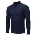 thumbnail image 3 of Daznico Mens Shirts - Men Warm Low Collar Thermal Underwear Men Basic Plain T Shirt Blouse Pullover Long Sleeve Top - Shirts for Men,Color:Navy,Size:L, 3 of 6