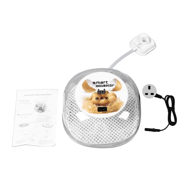 Incubadora de 12 huevos Volteador automático de huevos Incubadora pequeña de aves de corral Vista de 360 grados para incubar pollo Codorniz Pato Huevos de pájaro Enchufe del Reino Unido 230 V