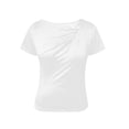 thumbnail image 4 of Women's Asymmetrical Short Sleeve Cowl Neck Blouses Summer Ruched Loose Fit Y2K Casual Beach Going Out Tops White M, 4 of 6