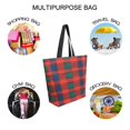 thumbnail image 7 of FORMRS Womens Canvas Tote Bag with Zipper Inner Pocket Shoulder Handbag, Red and Blue Pattern, 7 of 7