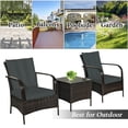 thumbnail image 6 of Costway 3 PCS Patio Wicker Rattan Furniture Set Coffee Table & 2 Rattan Chair W/Cushions-Gray, 6 of 12