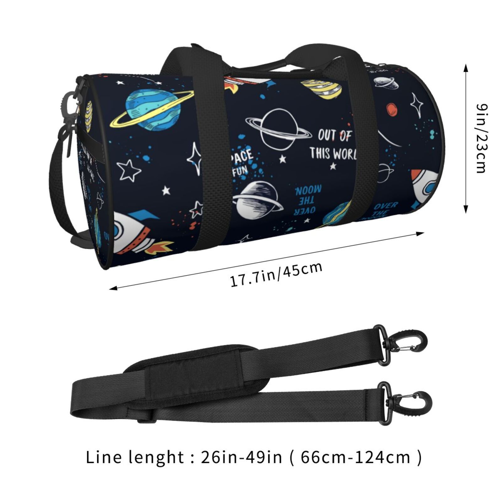 Horeoi Space Print Foldable Travel Duffle Bag with Removable Strap - Water-Resistant Gym Vacation Luggage Multi-Pocket Design