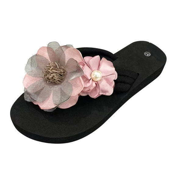 Kcodviy Slippers for Women Ladies House Sandals for Women Summer Flip Flops Open Womens Sandals Size 8 Toe Flowers Bohemian Sandals Leather Sandals for Women Casual Shoes