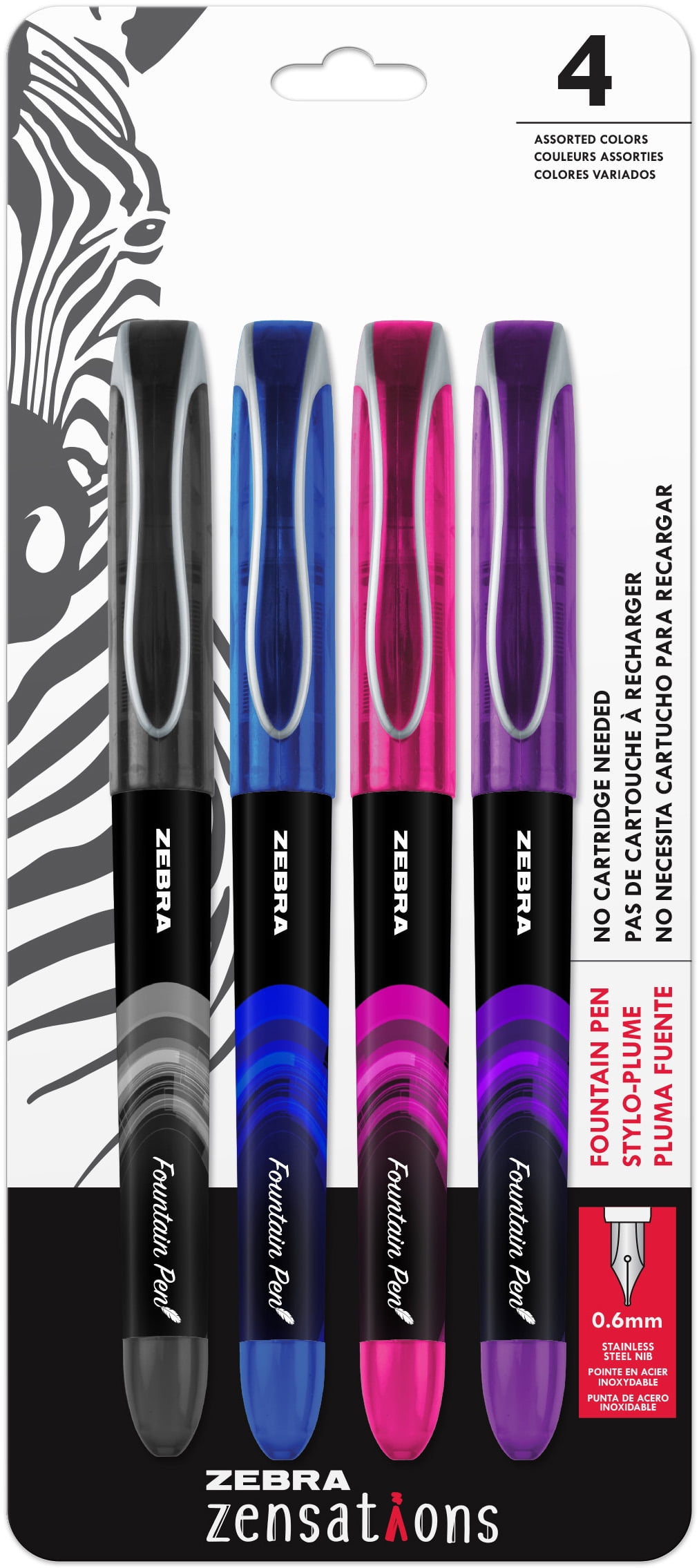 Zebra Zensations Fountain Pens 4/Pkg 0.6MmAssorted Walmart Canada