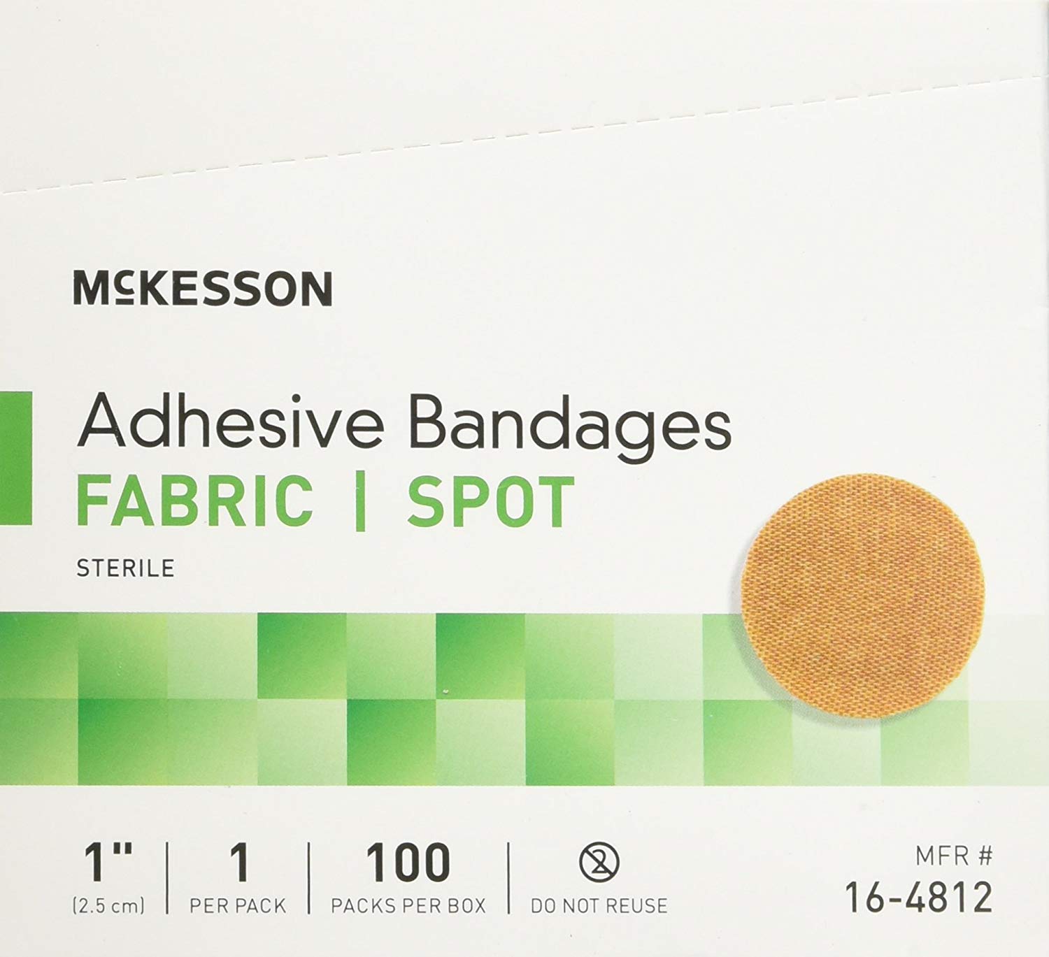 McKesson Adhesive Spot Bandage 164812 1 Inch Box of 100, Tan