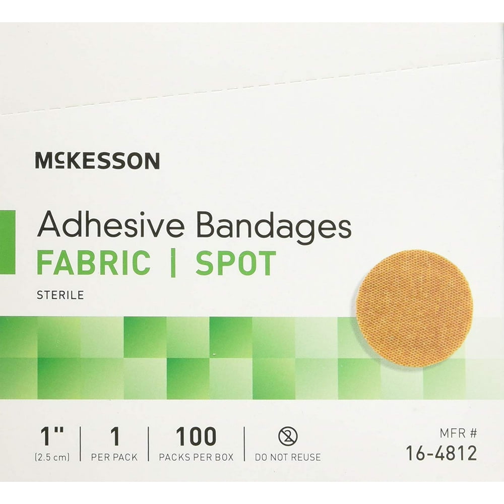 McKesson Adhesive Spot Bandage 164812 1 Inch Box of 100, Tan