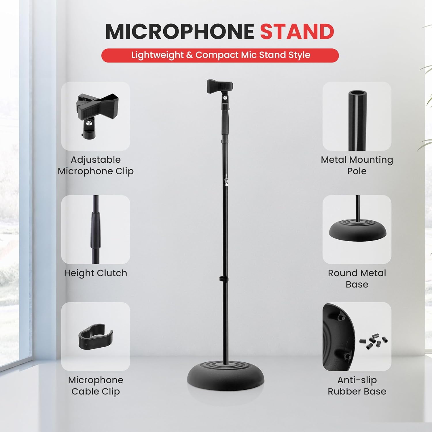 Vintage Style Dynamic Vocal Microphone with XLR  and Adjustable Stand for Live Performance