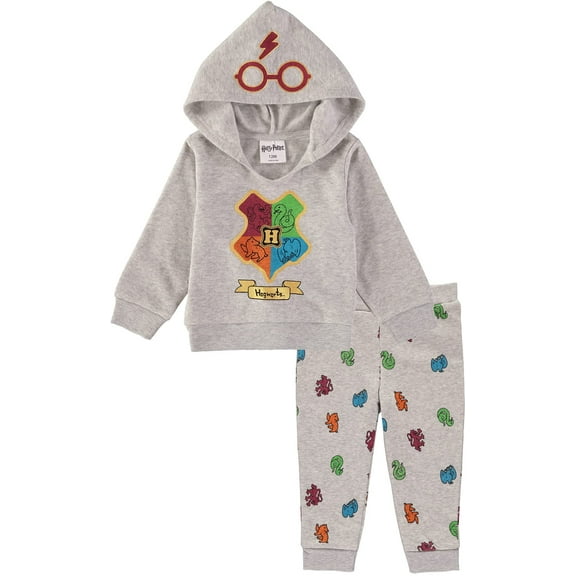 Harry Potter Boys' 2 Piece Hoodie Fleece Sweatshirt and Jogger Pants Set Grey/Red/Green, 0-3 Months