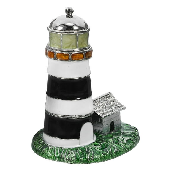 GAXIRE Cute Jewelry Box Trinket Holder Lighthouse Shaped Tin Alloys Storage for Lovers 1Pcs