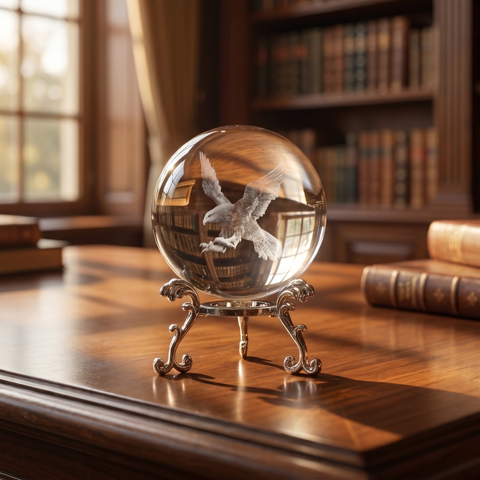 Unique Bargains Crystal Ball Figurine 3D Glass Paperweight with Base Clear Style J