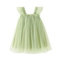 thumbnail image 3 of Trendfront Girls Mesh Tulle Dress for Girls Square Neck Flutter Sleeve Sleeveless Solid Color Fluffy Tutu Princess Wedding Party Gown, 3 of 5