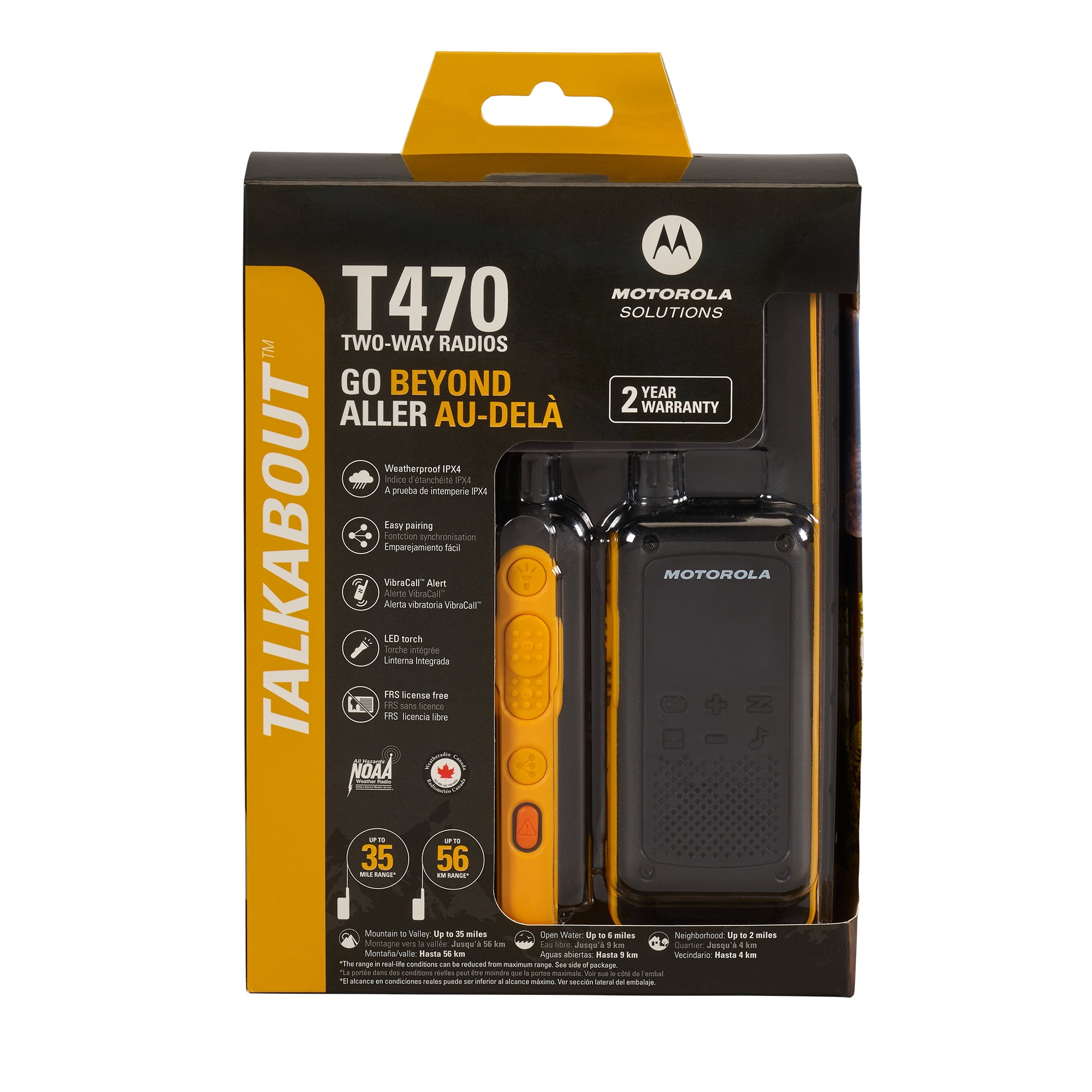 Motorola Solutions T470 TalkAbout Two-Way Radio Black/Yellow 2-Pack