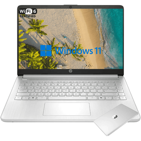 HP 14 Inch Student Business Laptop, Intel N150 CPU, 16GB RAM, 128GB UFS+256GB MSD Storage, Wi-Fi 6, Copilot AI, Webcam, Windows 11 S, Silver