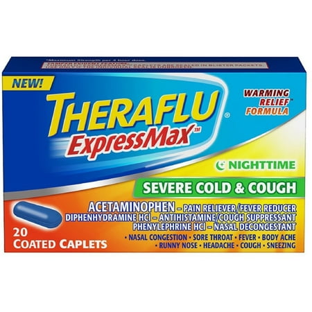 Theraflu ExpressMax Severe Cold and Cough Caplets for Nighttime 20 ea (Pack of 2)