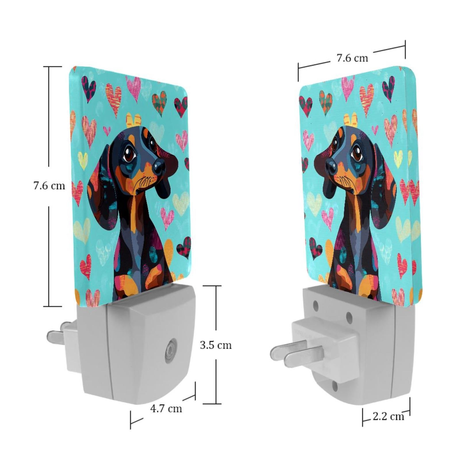 PhooArto Dachshund Dog Love Heart Plug in LED Night Light Auto Sensor Dusk to Dawn Decorative Night for Bedroom, Bathroom, Kitchen, Hallway, Stairs, Baby's Room, Energy Saving