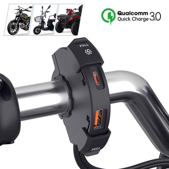 PD 30W Motorcycle Handlebar USB Charger QC 3.0 Moto Adapter Power Supply Socket