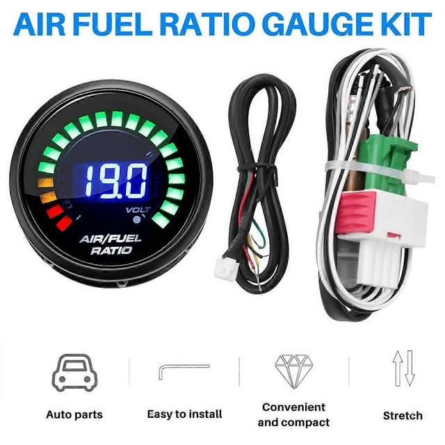 Indicador de relación aire-combustible de 52 mm con pantalla digital LED y sensor de oxígeno O2 de banda estrecha para coche de 12 V.