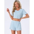 thumbnail image 2 of DARING DIVA Y2K Crop Tops with Shorts Knit Button-Down Pajama Sets XS Blue, 2 of 7