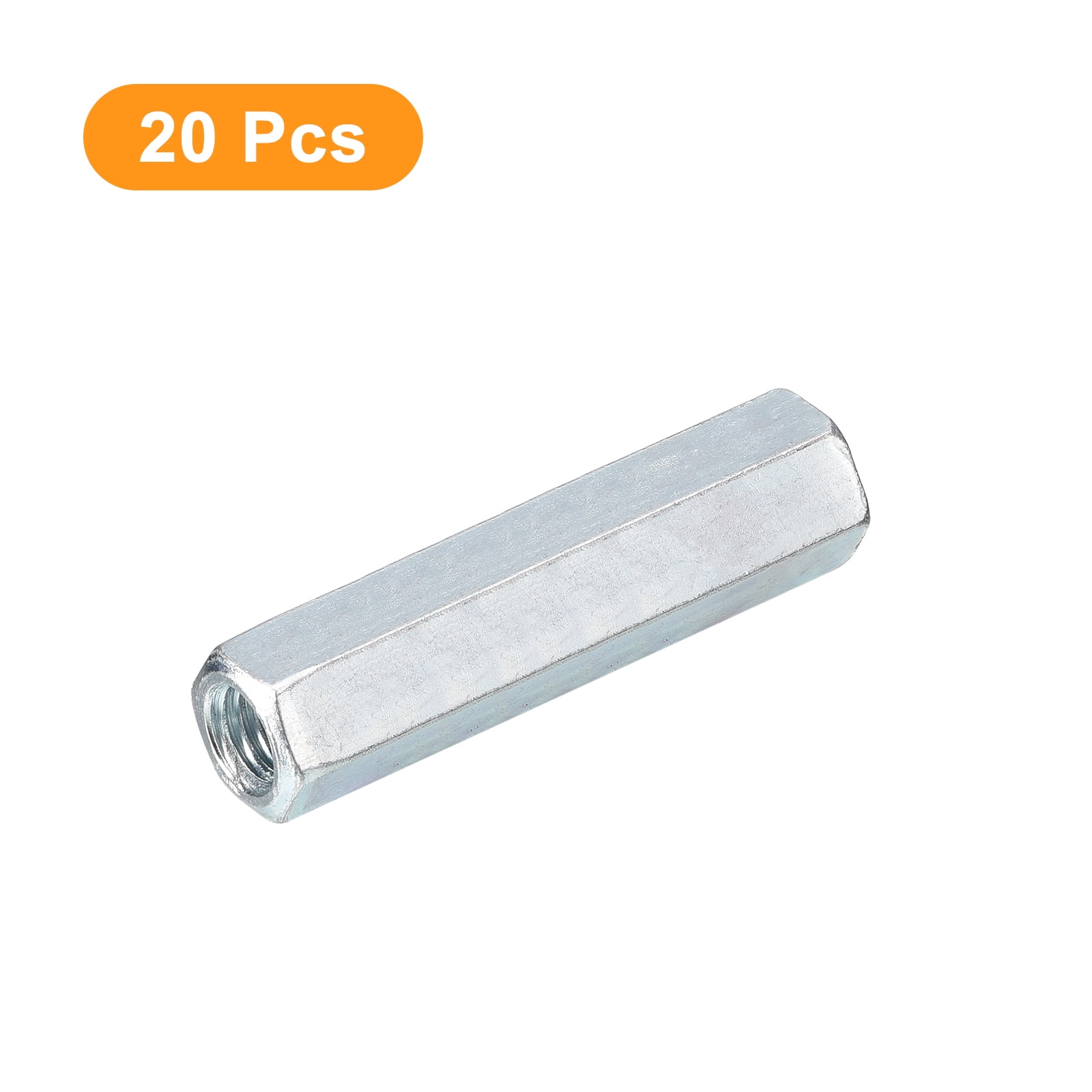 20pcs M6x10x40mm Coupling Nuts - Galvanized Carbon Steel Hex Threaded Rod Coupler for Furniture, Electronic, Industrial