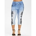thumbnail image 3 of Julycc Womens Plus Size Denim Look Skinny Leggings Jeans Stretchy Casual Capri Pants, 3 of 5
